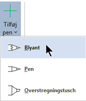 Du kan tegne med håndskrift med tre forskellige strukturer: en blyant, en pen eller en overstregningstusch