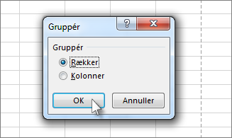 Klik på Rækker, og klik derefter på OK