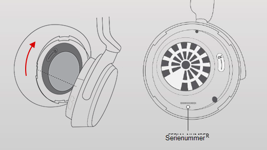 Et billede, der viser, hvordan du fjerner den højre ørepude på Surface Headphones.