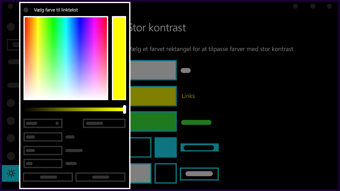 Tilpas farverne til temaet med stor kontrast.