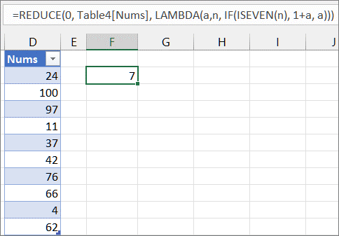 Tredje REDUCE-funktion, eksempel1