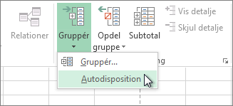 Klik på pilen under Gruppe, og klik derefter på Autodisposition