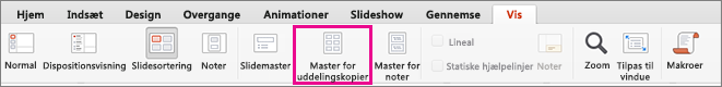 Knappen Master for uddelingskopier på fanen Vis