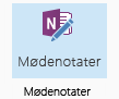 Skærmbillede af ikonet Mødenoter på båndet i mødeindkaldelsen