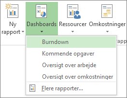 Menuen Dashboard under fanen Rapport