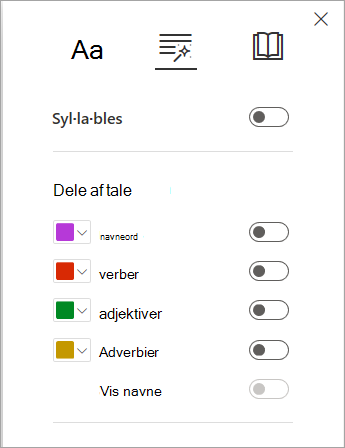 Grammatikindstillinger i Forenklet læser