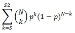 Ligningen BINOMIAL.DIST.INTERVAL