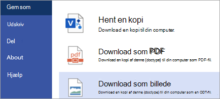 Viser indstillingen Download som billede