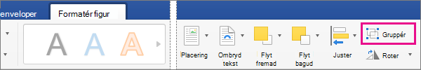 Hvis du vil oprette en gruppe af markerede billeder eller objekter, skal du klikke på Gruppér.