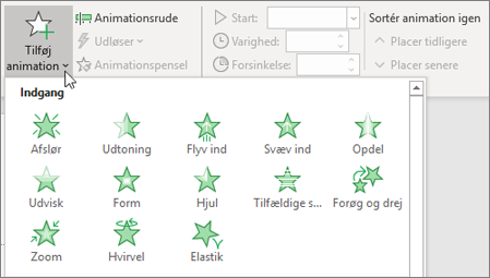 Tilføj animation i Office 365 PowerPoint
