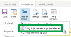 Tilføje linje, der ikke er projektrelateret