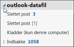 For at åbne Outlook-datafilen skal du vælge pilen ud for den.