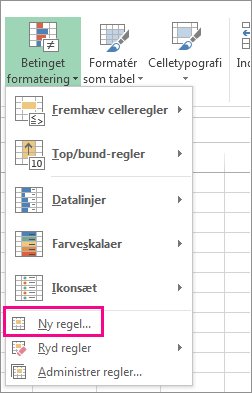 Knappen Betinget fomatering på fanen Startside