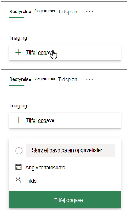 Skærmbillede af feltet Tilføj opgave i Planner