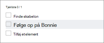 Føje et element til en tjekliste