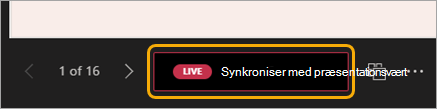 Vælg Synkroniser til præsentationsvært ud for navigationspilene