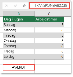 #VÆRDI-fejl i TRANSPONER