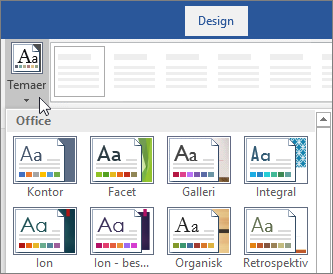 Temaindstillinger på båndet i Word