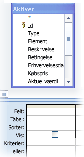 En tabel i Forespørgselsdesigner