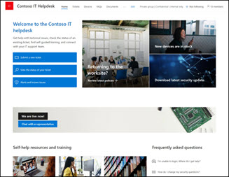 Eksempel på SharePoint-skabelonen til it-helpdesk