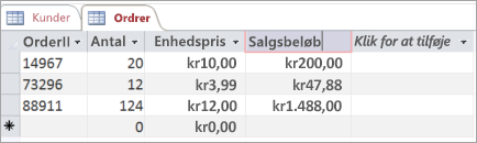 Navngive et felt i en Access-tabel