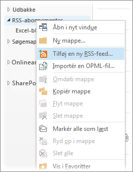 Tilføje en RSS-feed