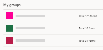 Liste over dine grupper, der indeholder formularer til Microsoft Forms på Office.com