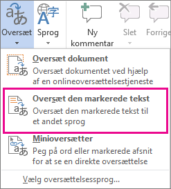 Oversæt markeret tekst