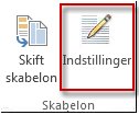 Knappen Indstillinger for skabelon i Publisher 2013