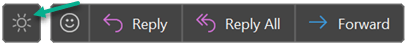 Knappen "Skift til lys baggrund" i Outlook.