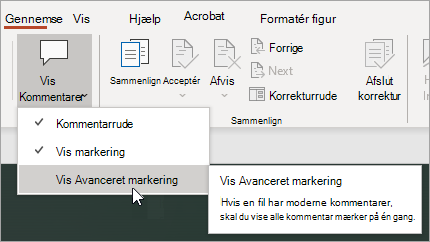 Vælg Vis avanceret markering