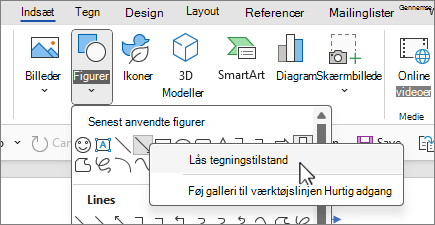 Skærmbilledet Lås tegningstilstand for figurer