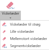 PowerPoint til Office 2019 har fire viskelædere til digital håndskrift.