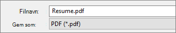 Vælg PDF i feltet Filtype.