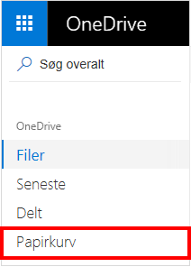 Papirkurv-markering i OneDrive