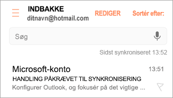 Åbn den mail, hvor der står "Handling påkrævet"