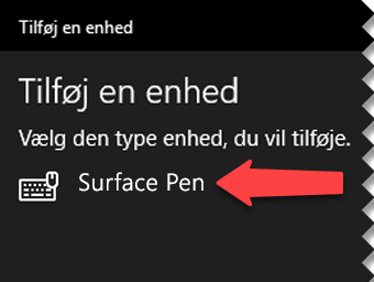 Vælg den digitale pen for at fortælle Windows, at du vil oprette forbindelse til din computer via Bluetooth