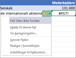 Ignorer et #FELT! fejl