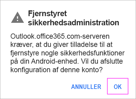 Klik på OK i alle de anvisninger, du modtager.