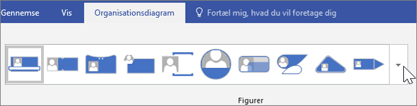 Skærmbillede af værktøjslinjen Organisationsdiagram