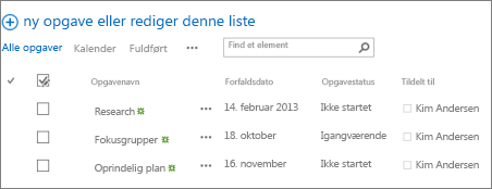 Liste på en side