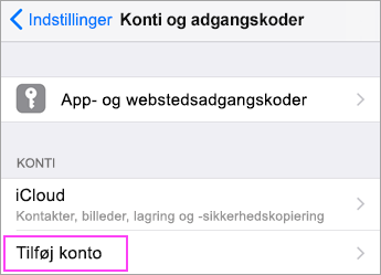 Tryk på "Tilføj konto"