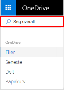 Søg i alt-markering i OneDrive