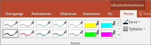 Viser indstillingen Penneformat i Office