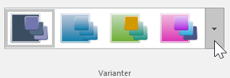 Skærmbillede af værktøjslinjen til Design > Tema > Varianter