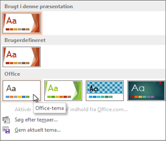 Vælg Office-temaet
