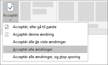 Acceptér alle ændringer