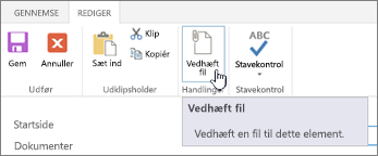 Klik på elementet for at tilføje vedhæftede filer