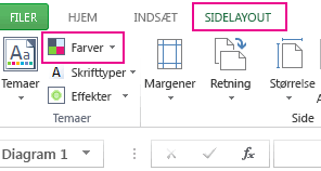 Knappen Farve i gruppen Tema under fanen Sidelayout