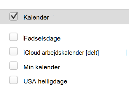 iCloud-kalender i Outlook 2016 til Mac